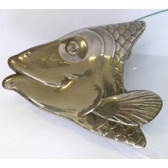 Pewter and Glass Fish Serving Platter Modernism